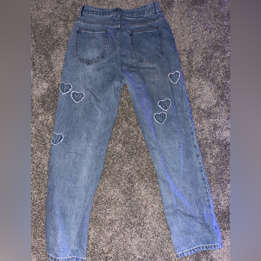 Demin heart patch jeans